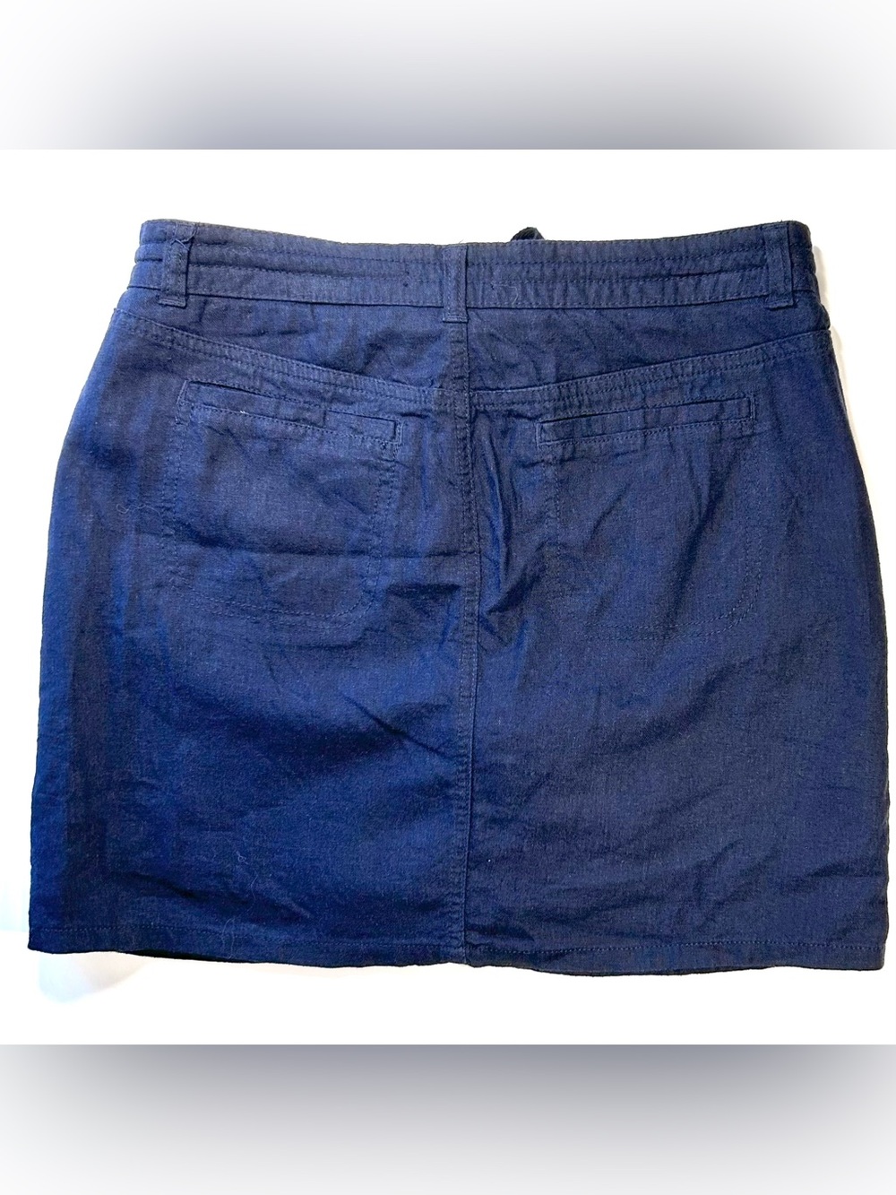 Reitmans Navy Blue Linen Blend Skort Women’s Size 4 Drawstring Utility Pockets - Picture 2 of 11